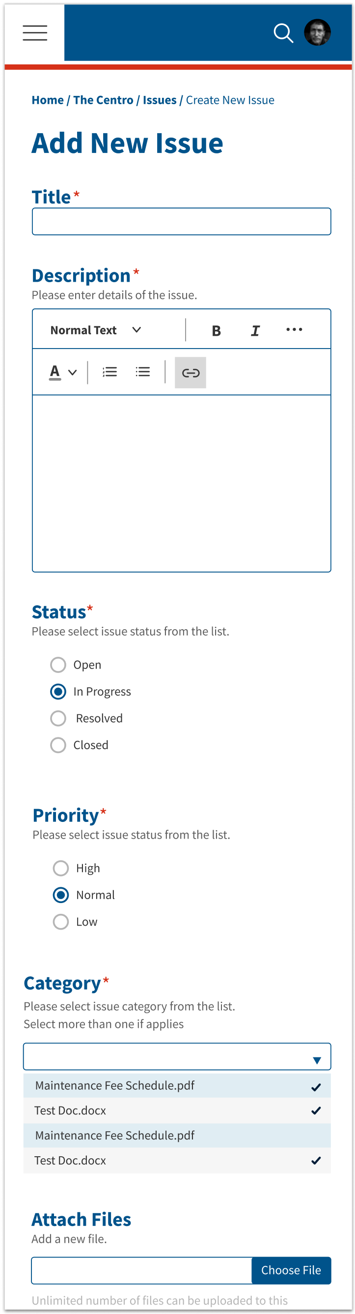 Stratomat - Create New Issue Page